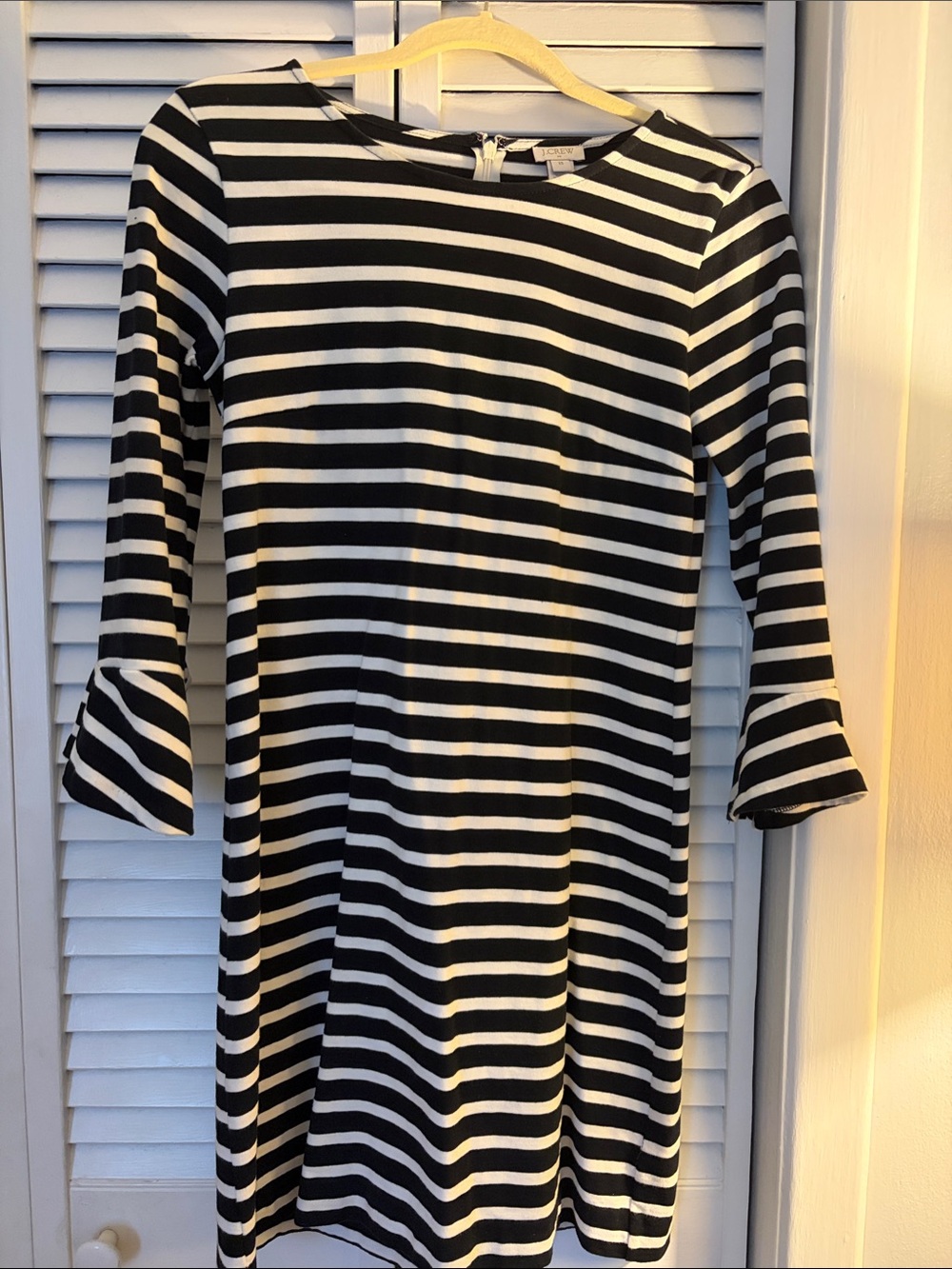 Black and White Striped Bell Sleeve Dress